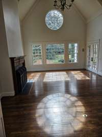 Sunlight makes decorative shadows in the den