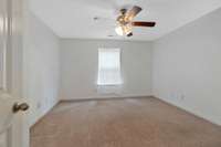 Just at the top of the stairs is your spacious bonus room ready for you to maximize its potential! Will it be a guest bedroom, an office, a playroom, extra storage, or even a second story den? Make it whatever you'd like!