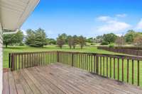 Deck with a view of the large backyard