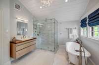 Another Wow! vintage tub to soak in as well as spa like walk in shower