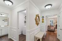 Entry foyer with access to the garage and laundry.