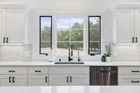 The view from this farmhouse sink is enough to make anyone volunteer to wash dishes!