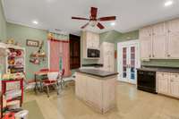 18x17 Kitchen with fireplace.