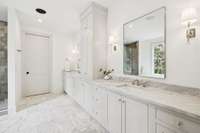 Spa-like Primary en-suite bathroom with custom selections, tons of storage thoughtfully arranged