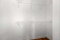 Primary bedroom walk-in closet.