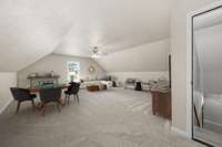 Virtually staged bonus room area.