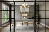 Formal Dining Virtually Staged As Office