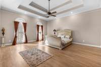 Master Bedroom downstairs with double tray ceiling