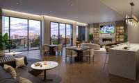 The Sky Lounge provides an additional entertainment space with stunning panoramic views of downtown Nashville. It features a TV, fireplace, cozy seating, and self-serve beer and wine taps for ultimate convenience.