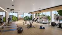 Fitness Center equipped with top of the line equipment and a relaxing sauna.