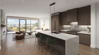 Every condo boasts stunning floor-to-ceiling windows, a gas fireplace, integrated Fisher & Paykel appliances, and luxurious finishes throughout.