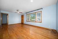 Refinished hardwood floors in living room!