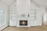 Brand new gas fireplace and built in cabinetry. (Fireplace enhanced)
