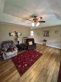 Also has decorative ceiling fan.