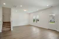 Flush Mount LEDs illuminate the space.