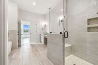 Fill tile shower with frameless shower door