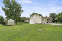 Fenced backyard area;