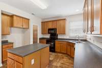 Lots of cabinets and countertop space