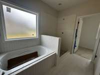 Tile shower and soaking tub