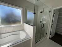 Tile shower and soaking tub