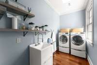 The upstairs laundry rooms makes this task easy....