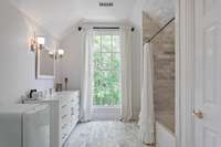 This updated marble bath was done in 2022...