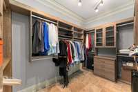 The larger closet in the primary retreat by California Closets as well...