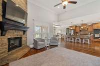 Great Room With Extensive Custom Trim Work Throughout