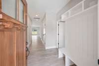 An entry Mud Bench provides a perfect place to set your belongings when you come in!
