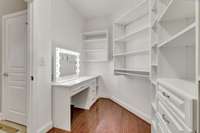 Master bedroom closet with designer California closets.