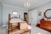 This thoughtfully designed 3rd Bedroom offers both functionality and comfort, ideal for a variety of uses, 12X13.  The chandelier does not convey with the property. The Seller will cover the cost of a replacement.