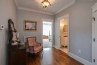 At the top of the stairs, the landing serves as a central hub connecting the Bedrooms, Full Bath, and Attic space.