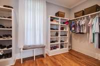 The Primary Closet offers ample space to neatly store each person’s belongings with room to add organizers, 8X15.