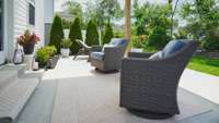 One side of the extended patio