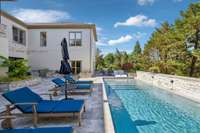 Heated pool with LED lights and Water features and don't forget the tanning ledge
