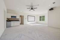 Huge Bonus Room with wet bar, projector and screen