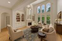 2 story living room- Virtually staged