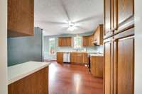 Huge kitchen with a nice and open layout.