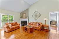A glimpse into the primary suite on the right side of the home