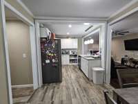 Galley style kitchen.