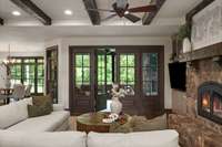 The zero-clearance wood-burning fireplace insert can produce 25,000 BTU. No power, no problem.