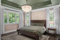 Bedroom 4. Tray ceiling, hardwoods, full bath, big closet.