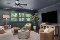Theatre/den with surround sound.