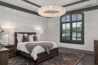 Bedroom 2. Yep, hardwoods and tray ceiling.