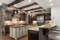 All the bells & whistles. Your food practically cooks itself.  Store all you need in the hidden pantry and dove-tail cabinetry with soft close hardware.