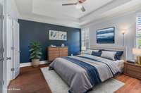 Virtually staged Master bedroom on lower level!