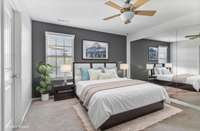 Bedroom #4 Virtually Staged with accent mirror wall