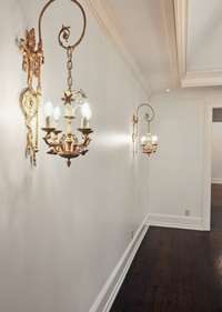Beautiful antique sconces in the dining room