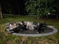 Oversized fire pit with low voltage lighting