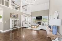 Upgraded lighting and spacious room for entertaining. Right off the kitchen and breakfast nook.